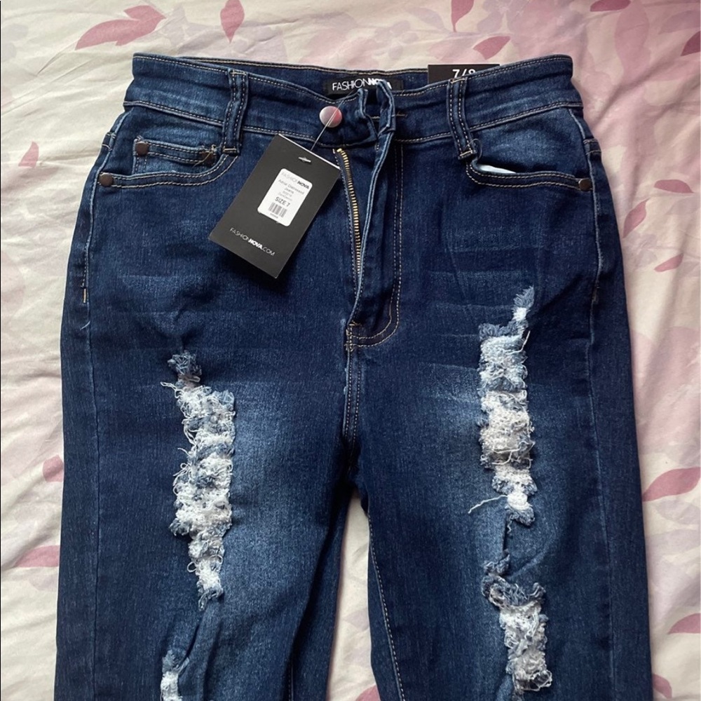 Adrial Distressed Jeans - Dark Wash (Fashion Nova) NWT